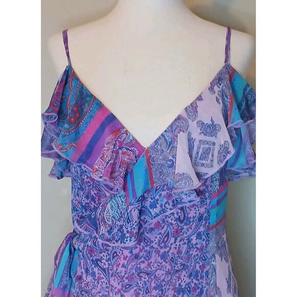 Gianni Bini + Dannijo Wrap Dress Sz M Pink Print High-low Adjustable Maxi $199 - Picture 4 of 15